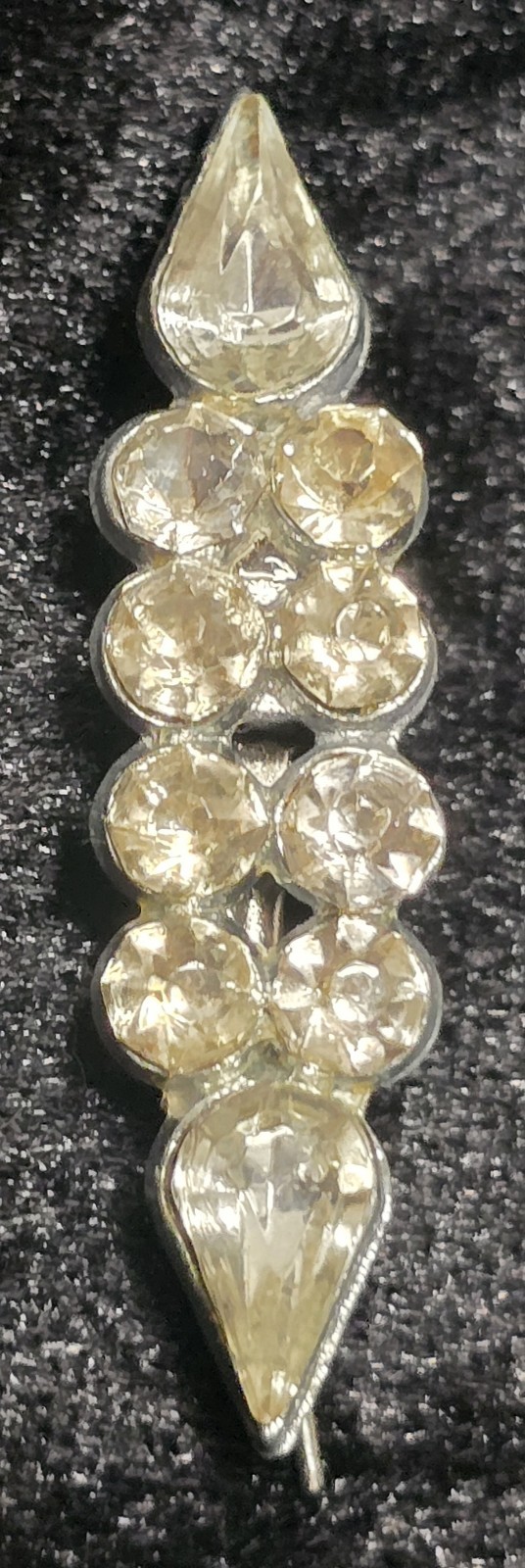 Classy Pretty Vintage 1940’s Deco Rhinestone Unique Bar Brooch Pin Not Signed