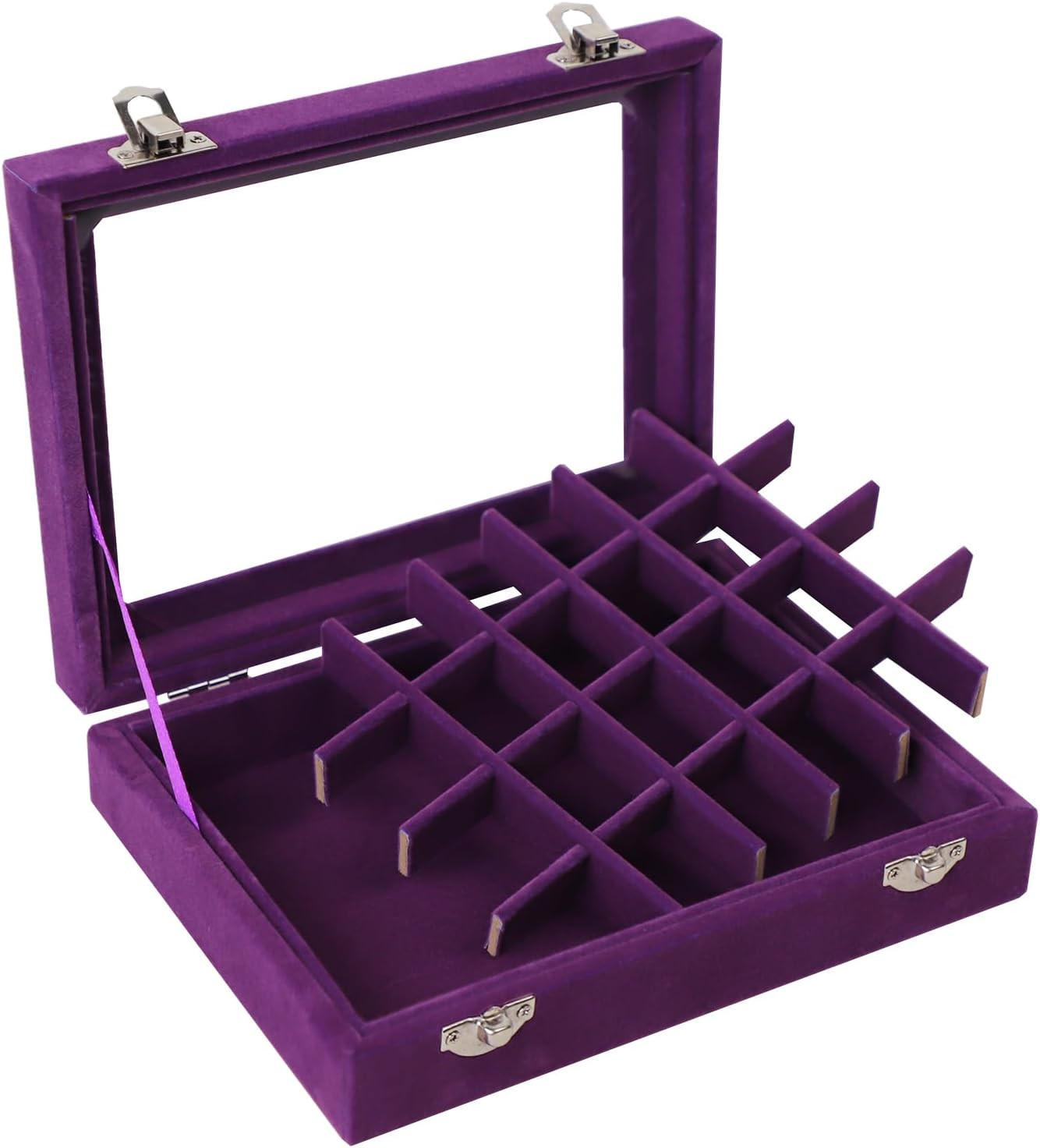 Velvet Jewelry Box 24 Grid Jewelry Earrings Display Organiser Box Ring Tray Hold