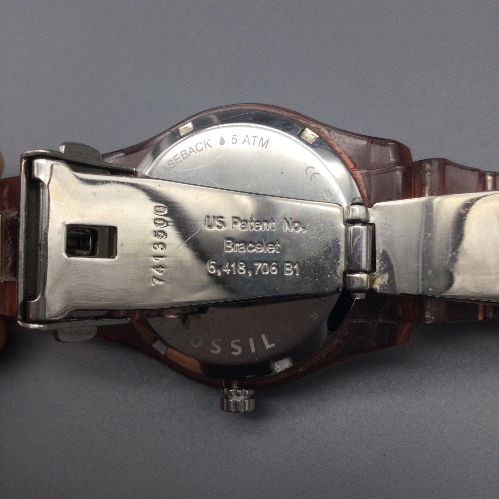 Fossil Riley ES2816 Womens Watch 37mm Gold Tone Pink Bracelet New Battery 7″