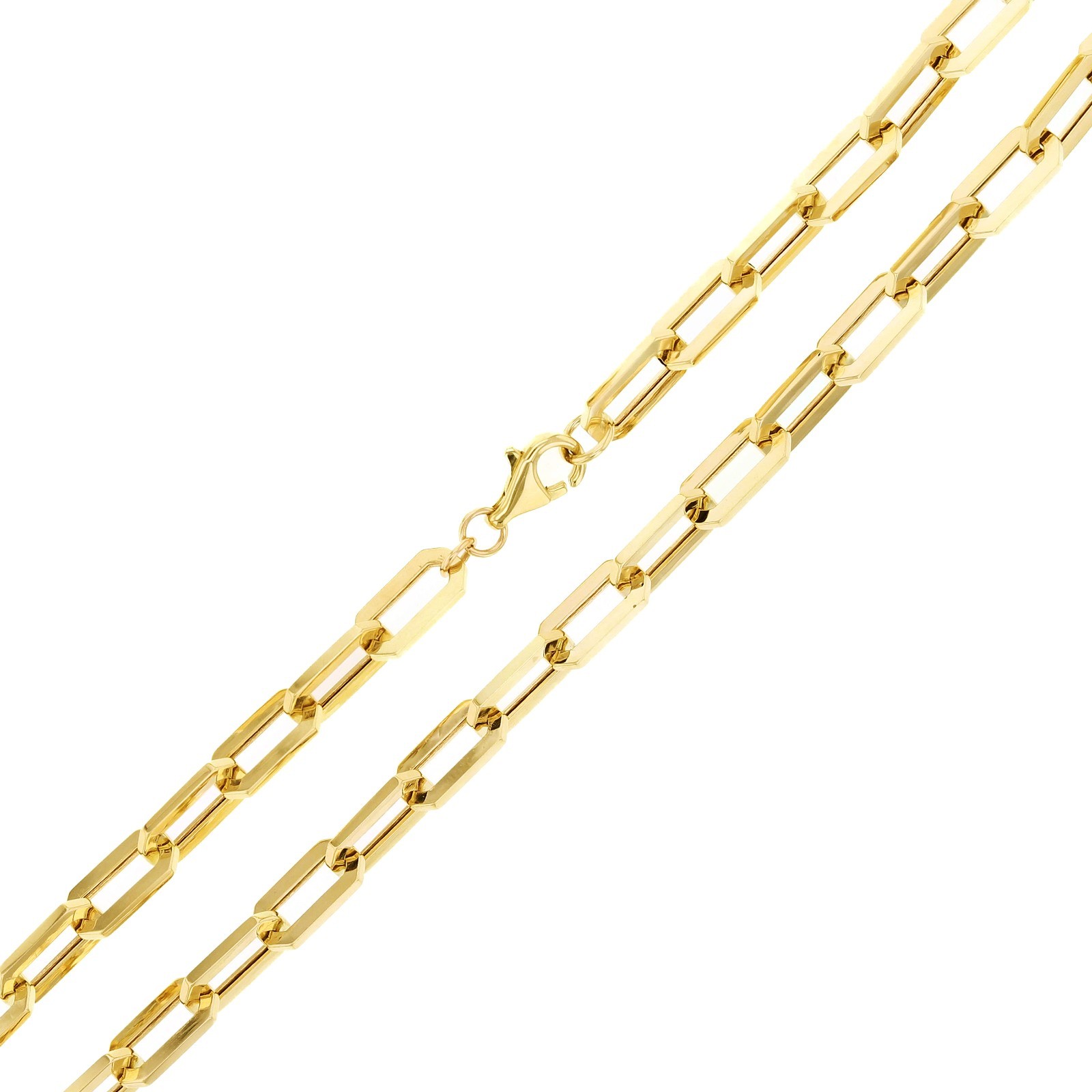 Italian 14k Yellow Gold Paper Clip Link Chain Necklace 20″ 5mm 6.9 grams