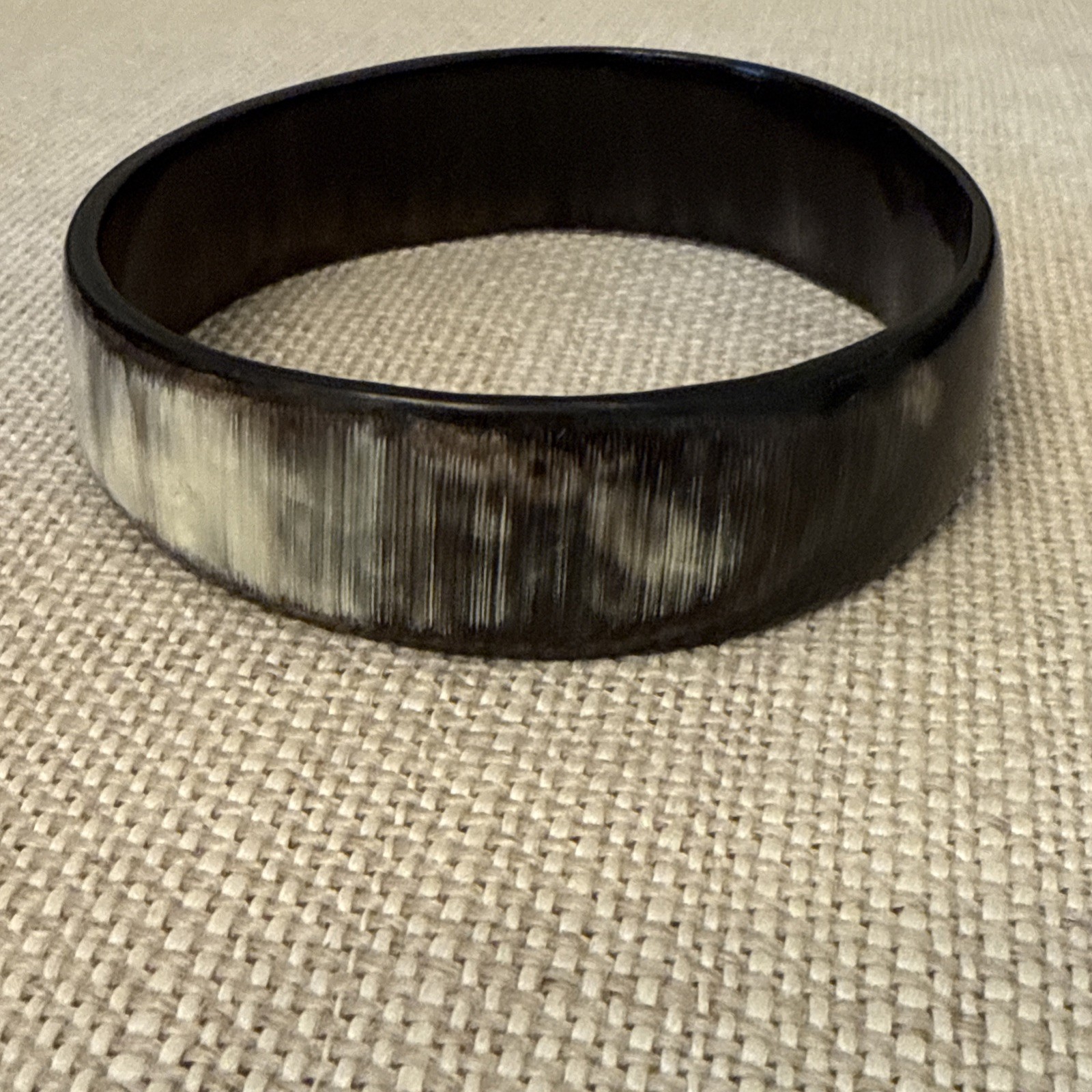 Vintage Natural horn wide cuff Bracelet Dark Brown Ivory Boho Handmade