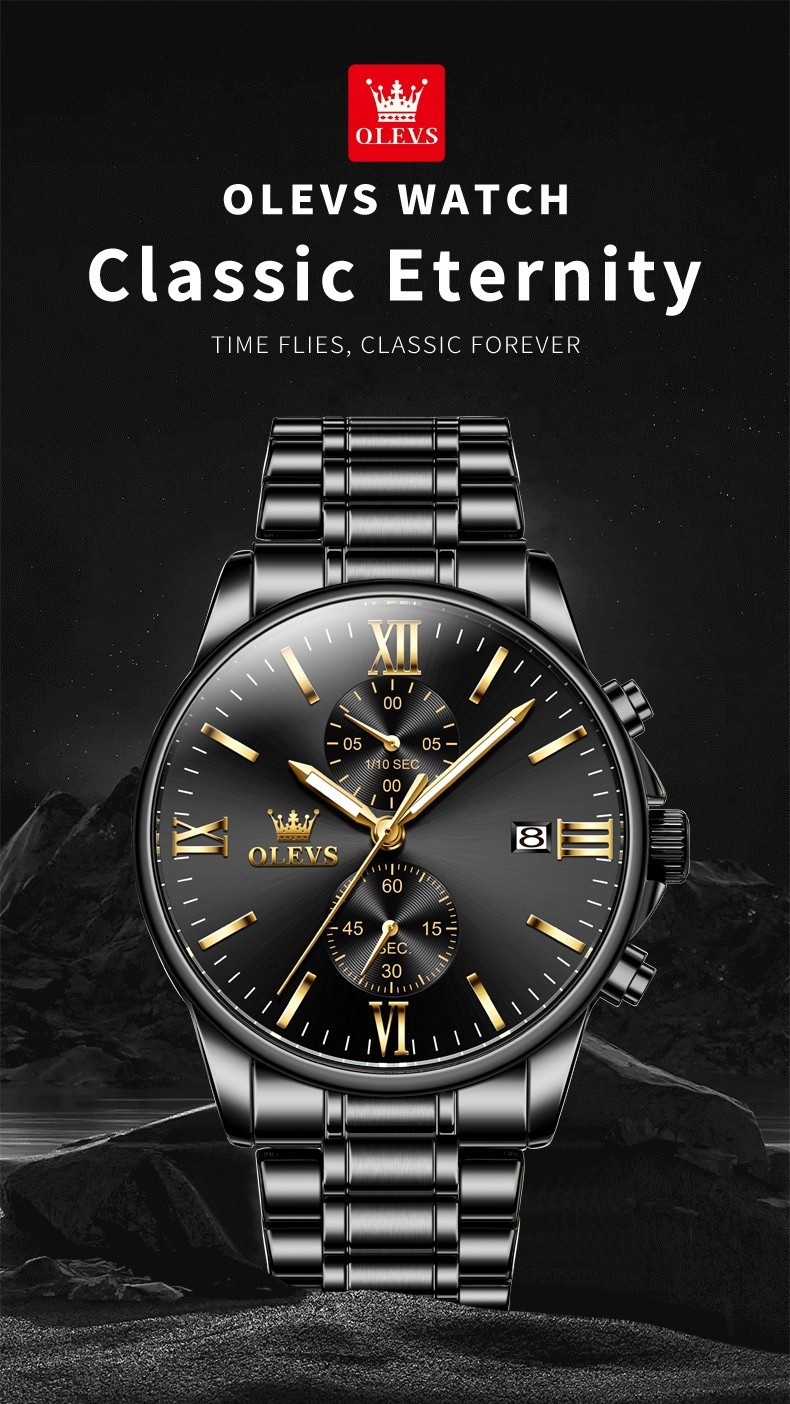 OLEVS 2886 Luminous Multifunctional Male Popular Steel Classic Quartz Watch