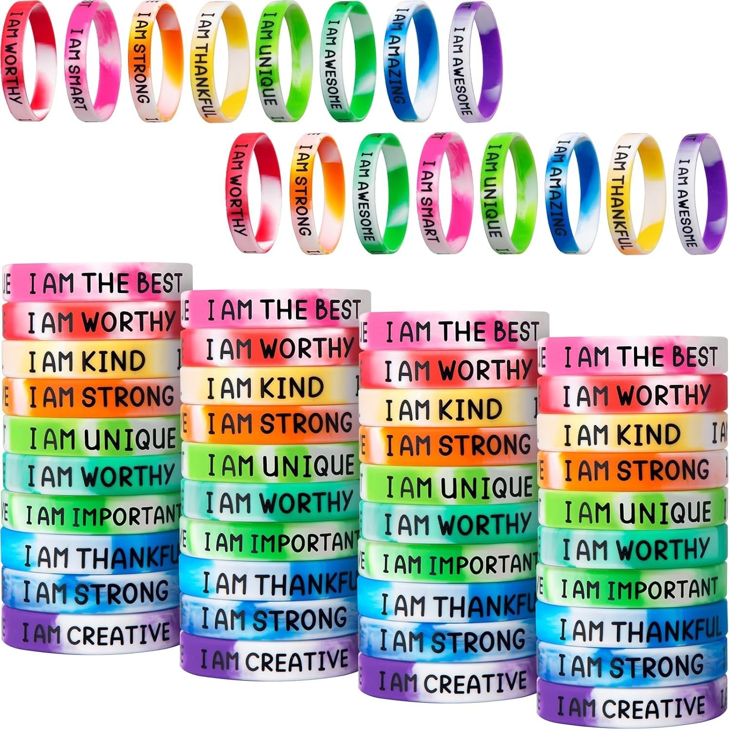 Motivational Wristbands for Students, Colorful Inspirational Rubber Bracelets…
