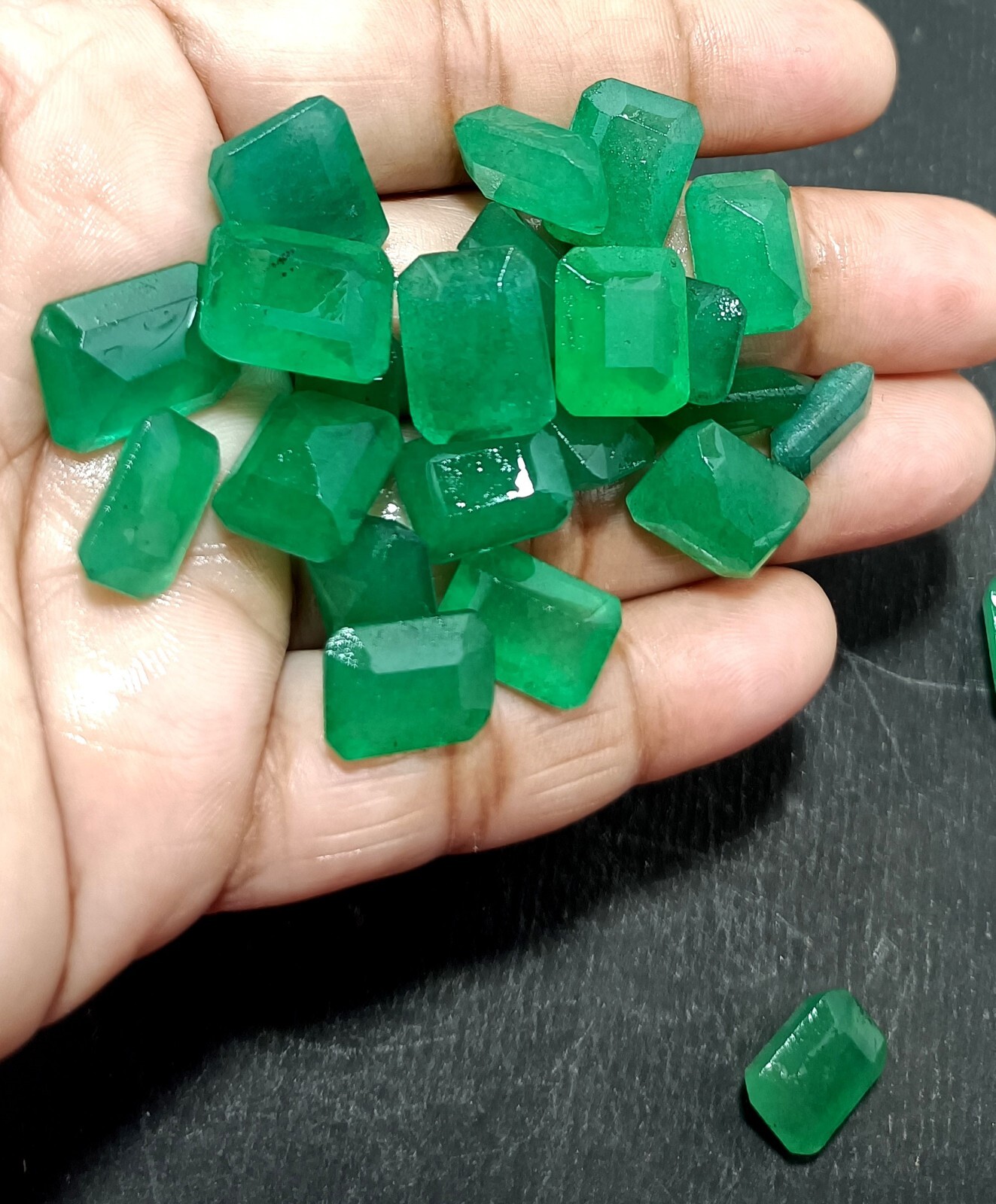 50 Ct NATURAL Colombian Emerald Certified Emerald Cut GEMSTONE Mix Size LOT