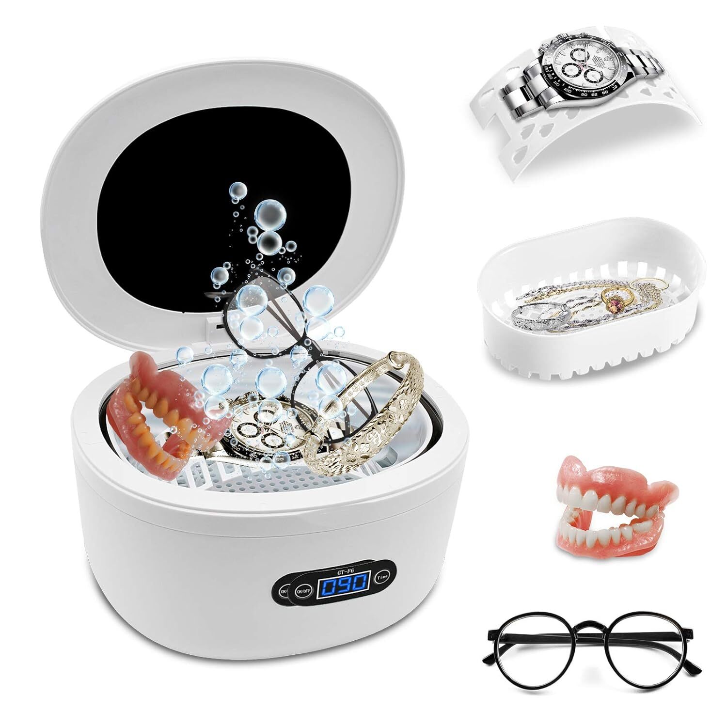 Ultrasonic Jewelry Cleaner Denture Glass Watch Ring Bath Tank Cleaning Machine