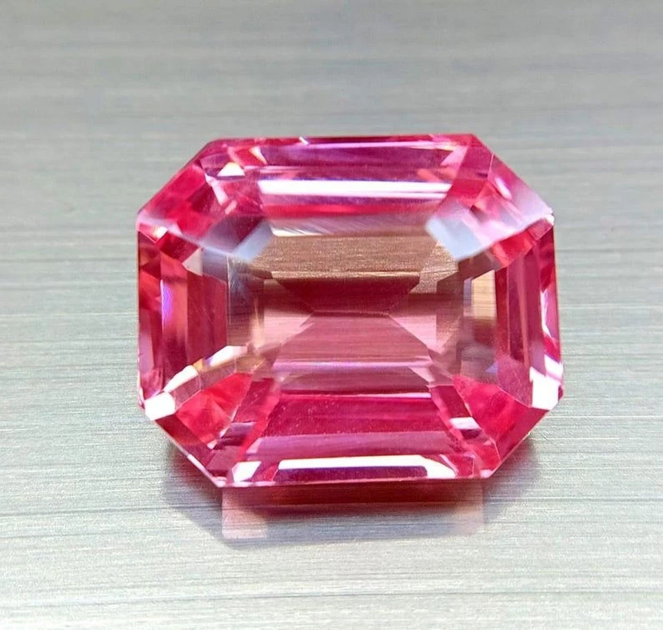 9.60 Ct Natural Ceylon Padparadscha Sapphire Emerald Cut Loose Gemstone AAA