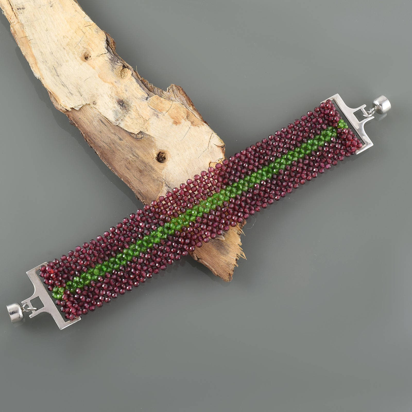 Choose Any Woven Beaded Cuff Bracelet 925 Sterling Silver Magnetic Clasps Gift
