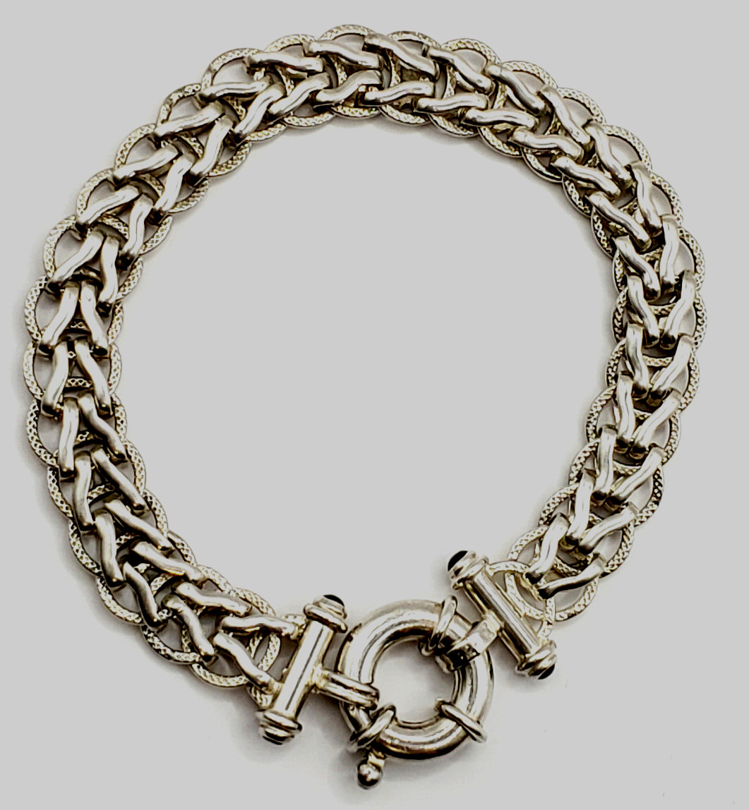 Foxtail Chunky Link Bracelet with Blue Spinel 925 Sterling Silver