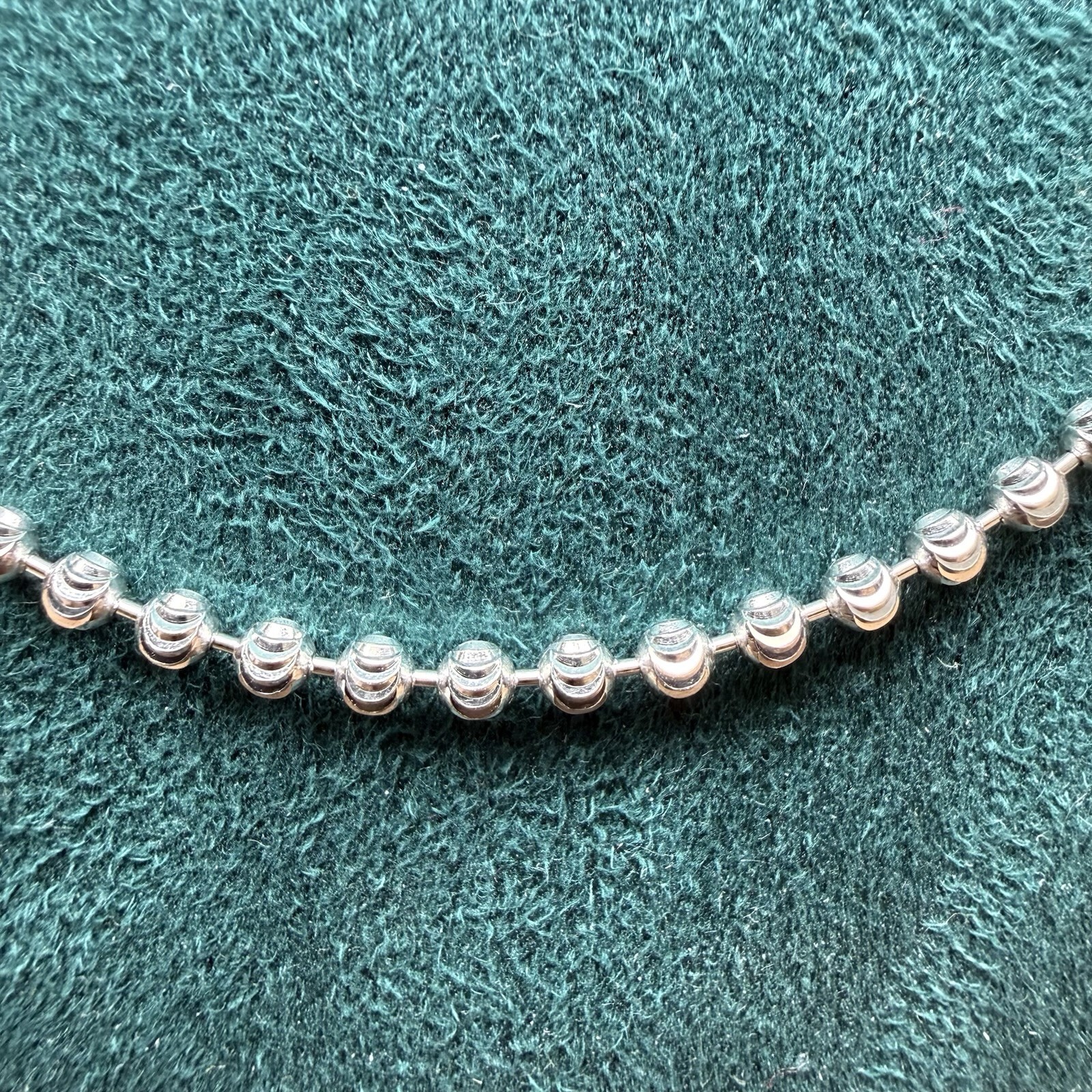 925 Sterling Silver Italy Moon Cut Bead Ball Chain Necklace 20.25” 2.8mm