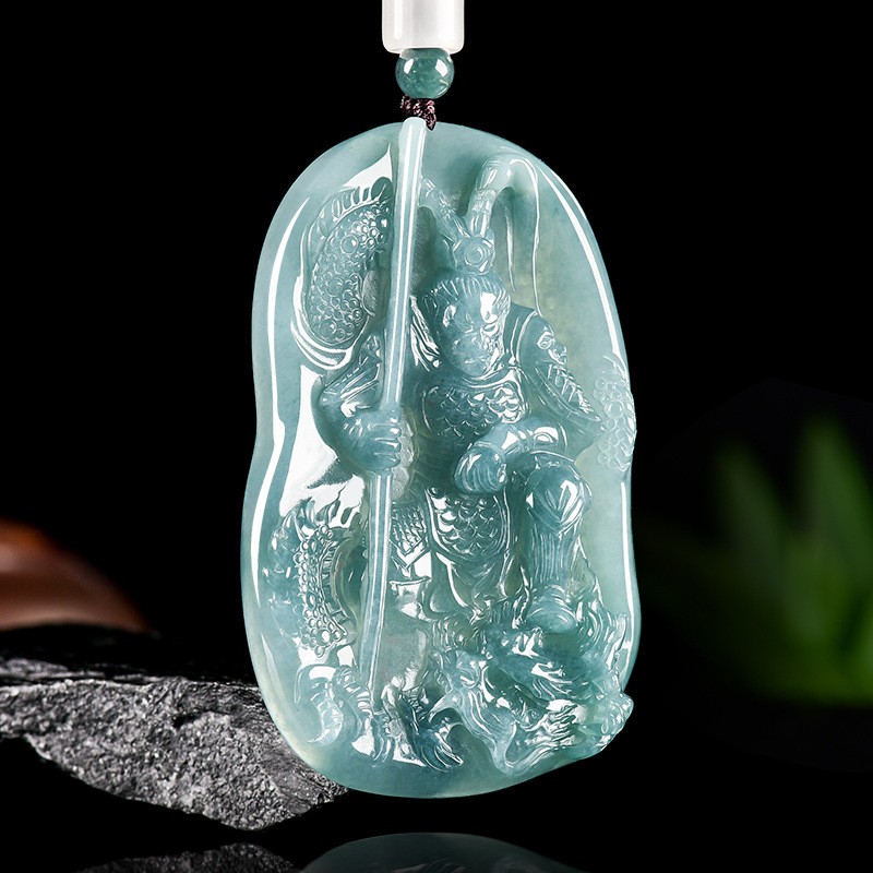 Certified Natural A-grade jadeite blue water Black Myth Wukong Jade Pendant