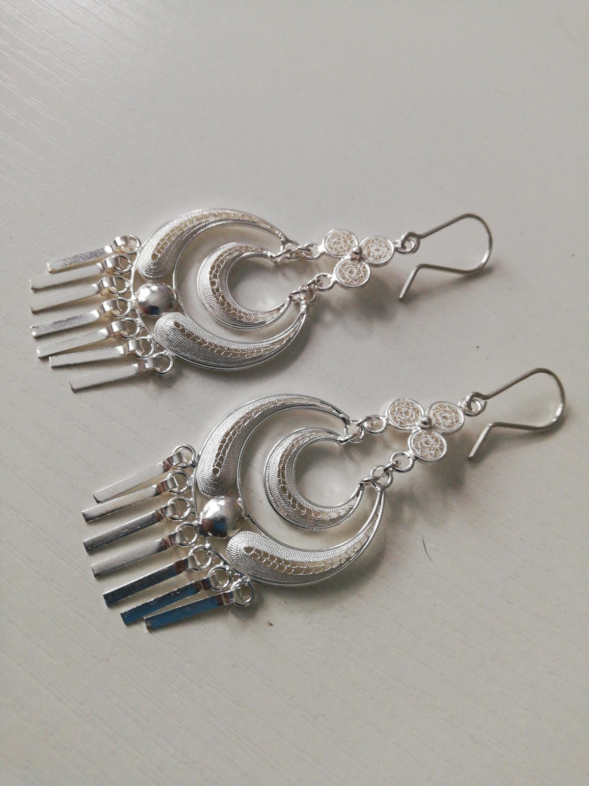 . 970 Solid Silver Women’s CANDONGA Filigree Drop Earings New.