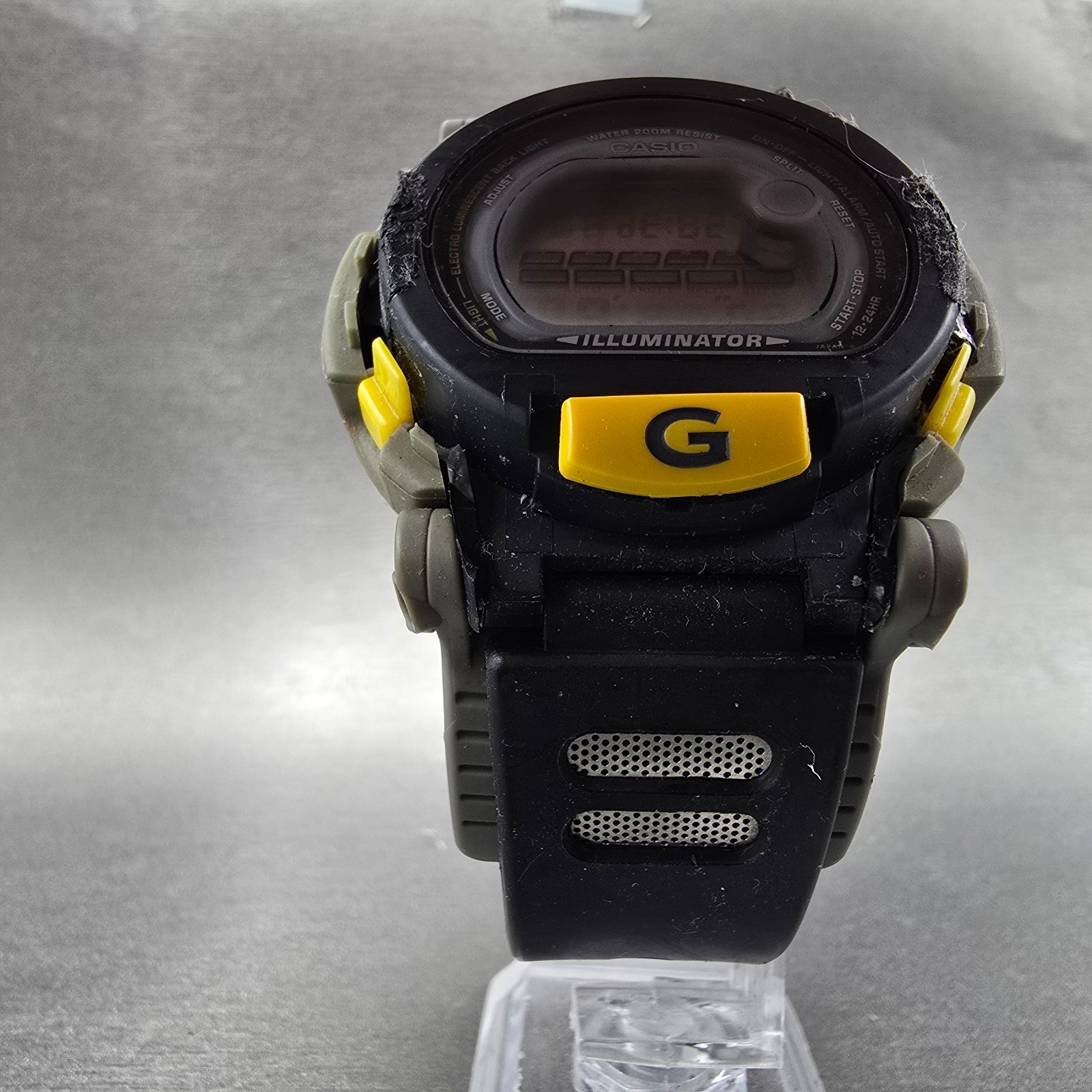 Casio G-Shock DW-002 Watch Men 48mm Black Yellow Gray Alarm Chrono New Battery