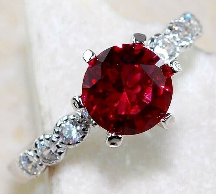 2CT Heat Treated Rubellite Tourmaline 925 Solid Sterling Silver Ring Sz 6 UB3-8