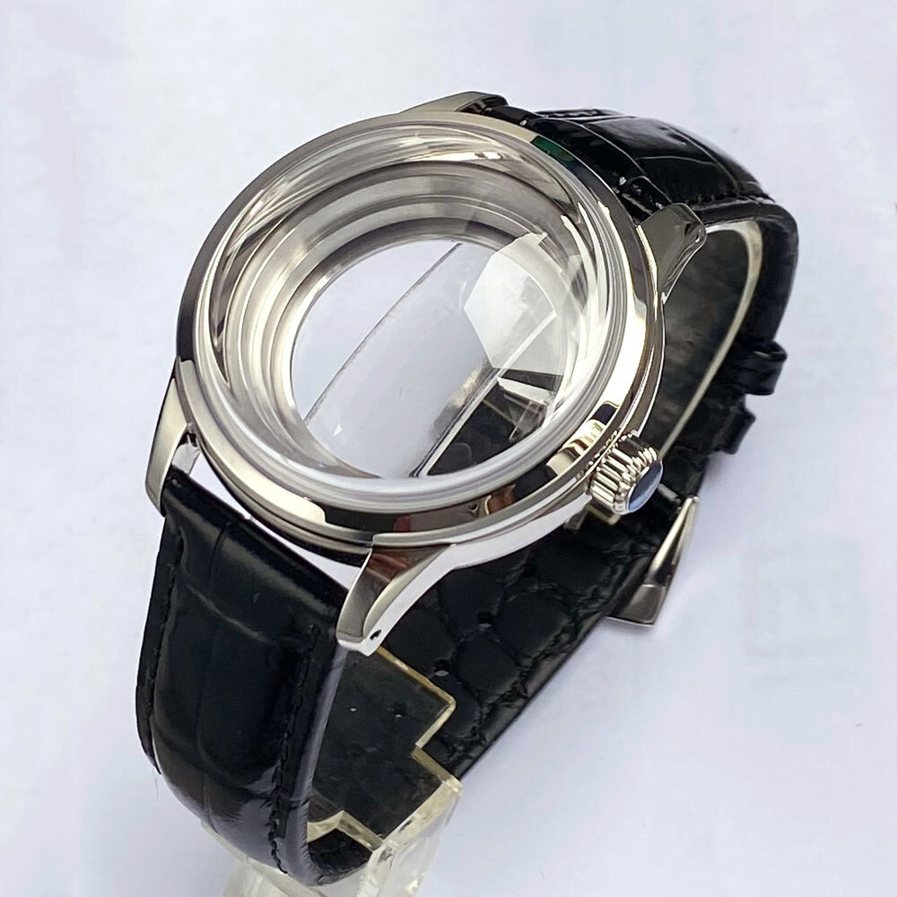 Polished 40mm 200M Dive Watch Case Fit NH35 NH36 NH38 Domed Sapphire Screw Crown