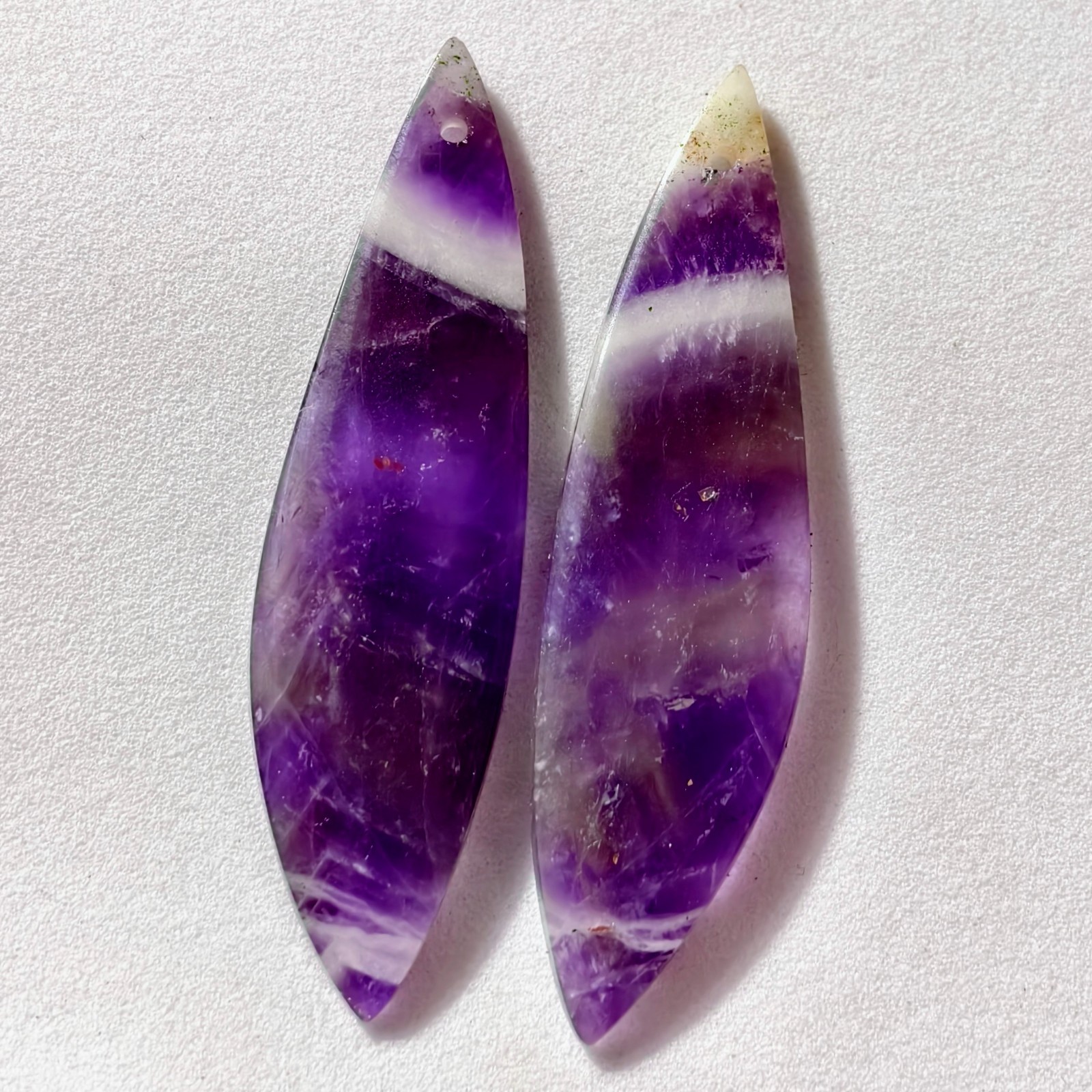 25 Cts Natural Amethyst Drilled Pair Cabochon Gemstone For Earrings 44.4X11.7 MM