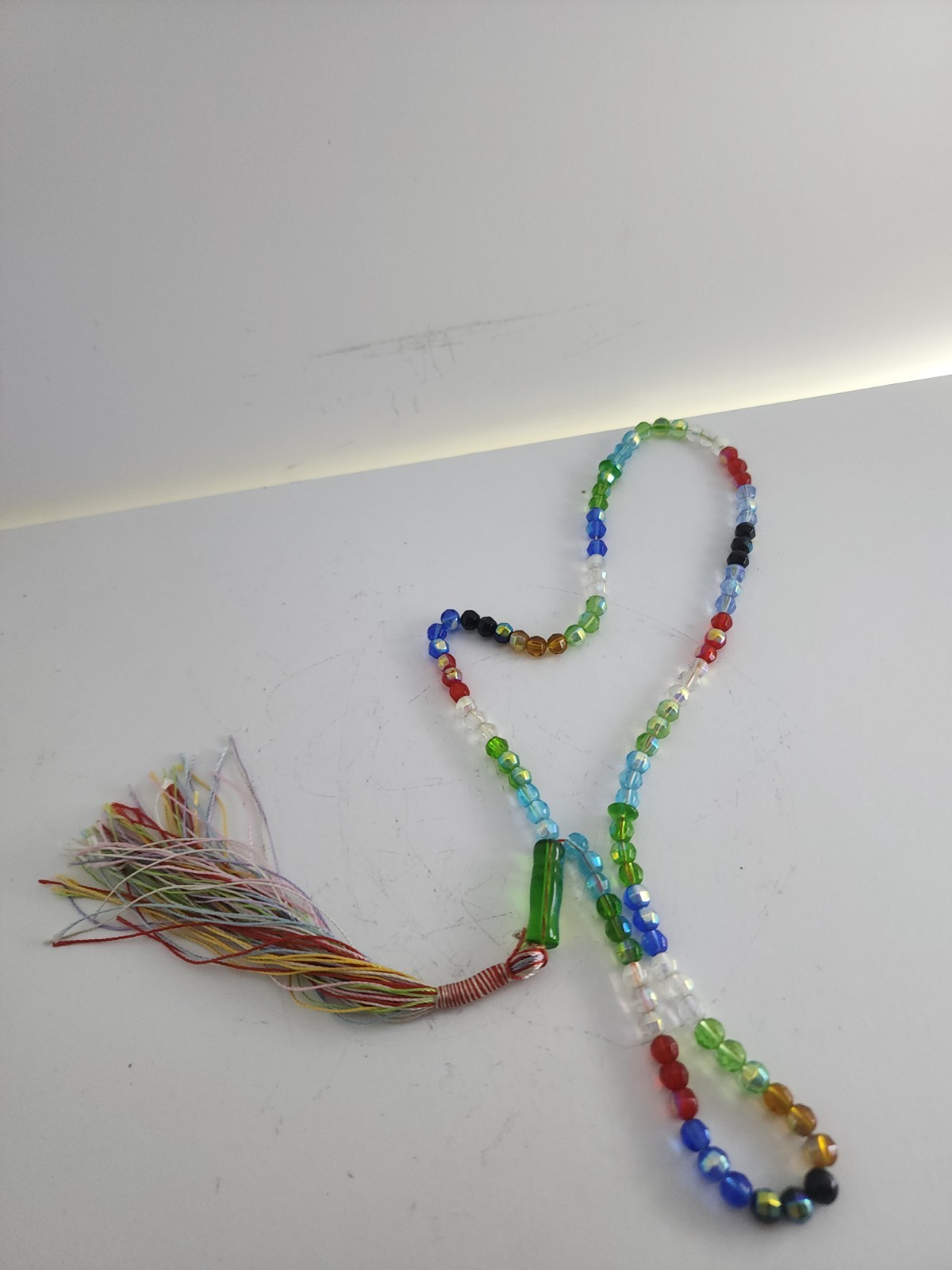 Multicolor Faceted Glass Meditation Beads Souvenir Strand with Tassel