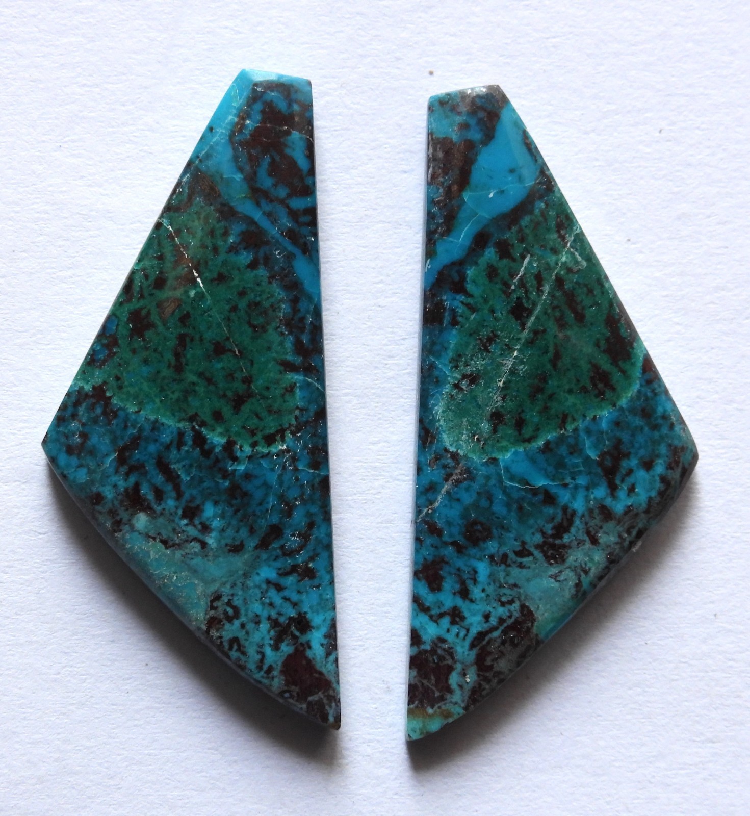 36.10 Cts Natural Chrysocolla (37.4mm X 16mm each) Cabochon Loose Match Pair