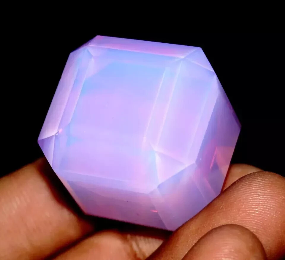 Welo Australian 120.5 Ct Pink Opal Cube Cut Untreated Natural Certified Gemstone