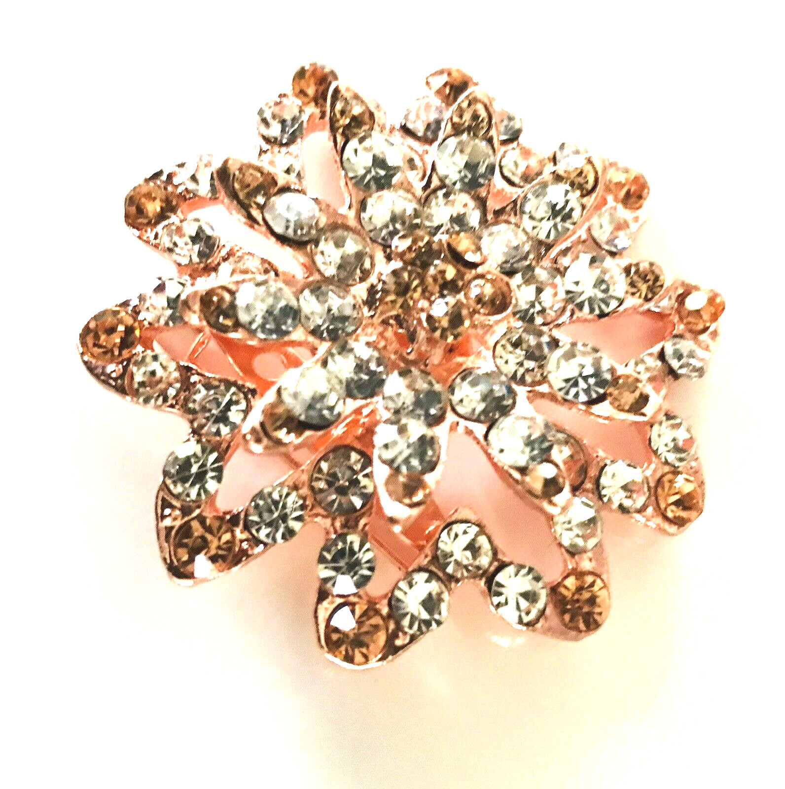Large ROSE GOLD COLOURED Brooch Broach Pin Wedding SUGARCRAFT COSTUME JEWELERY