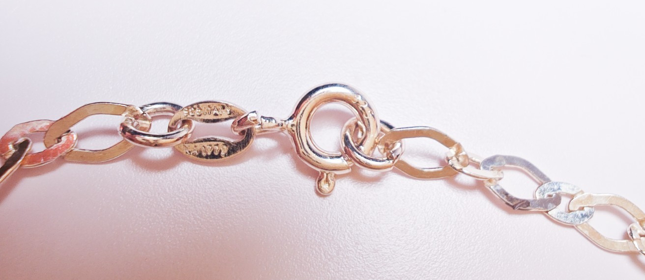Italy 925 Sterling Silver Oval Link Bracelet 7.25″ Designer Spring Ring 1.65g