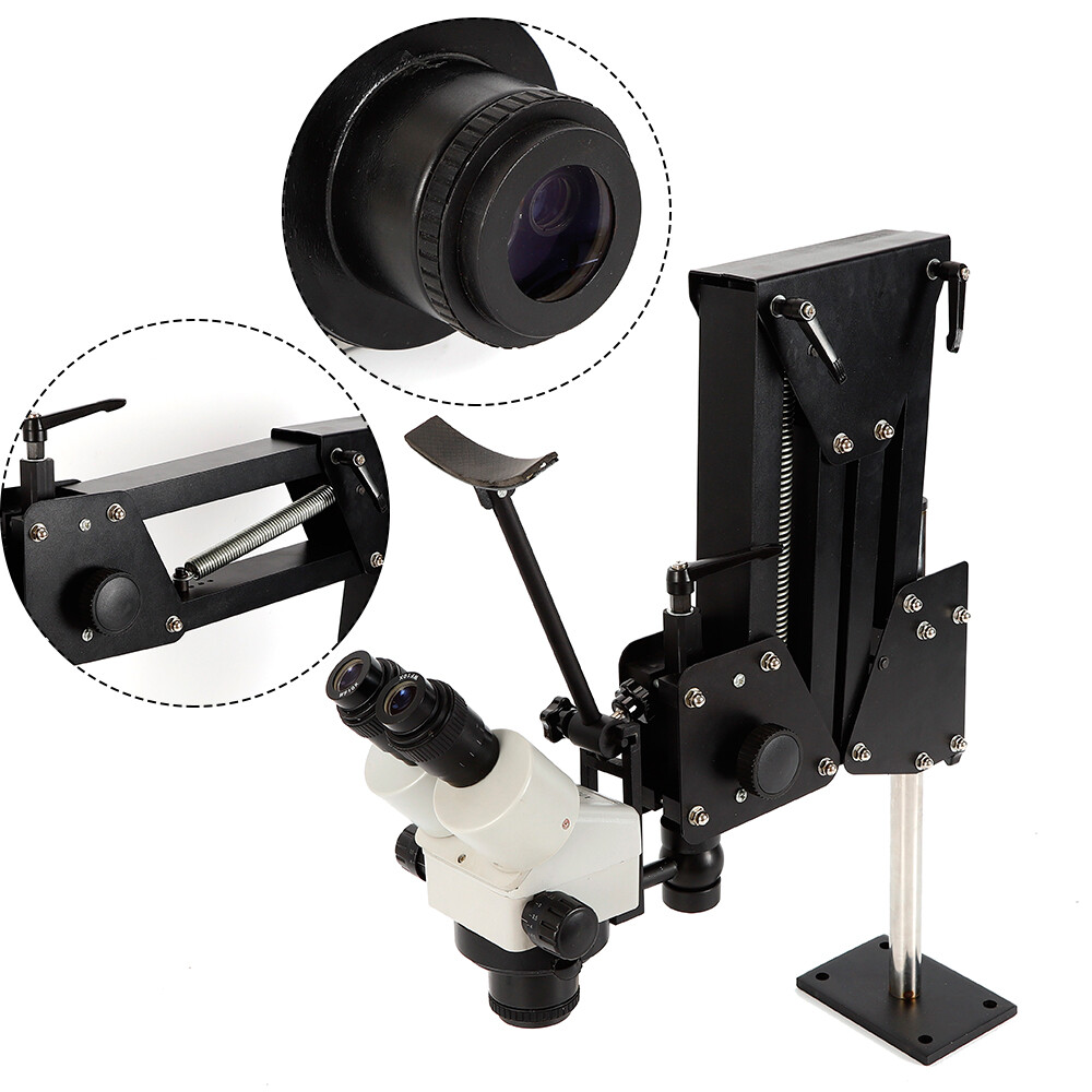 7x-45x Zoom Micro Inlaid Mirror Multi-directional Microscope+Stand Jewelry Tool