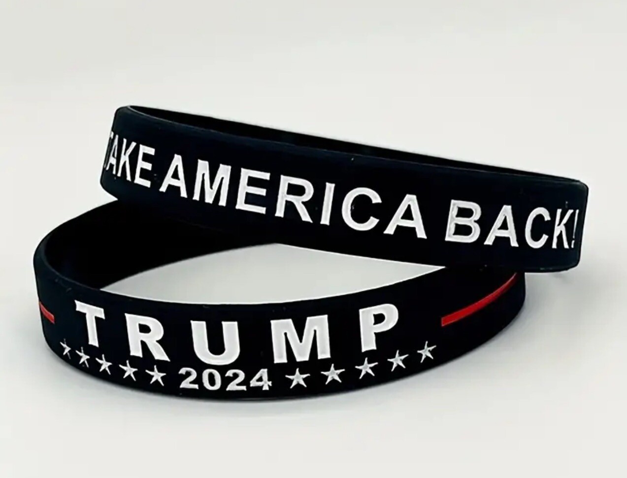 2 Trump Silicone Bracelets MAGA Election, Black. Take America Back! 2024