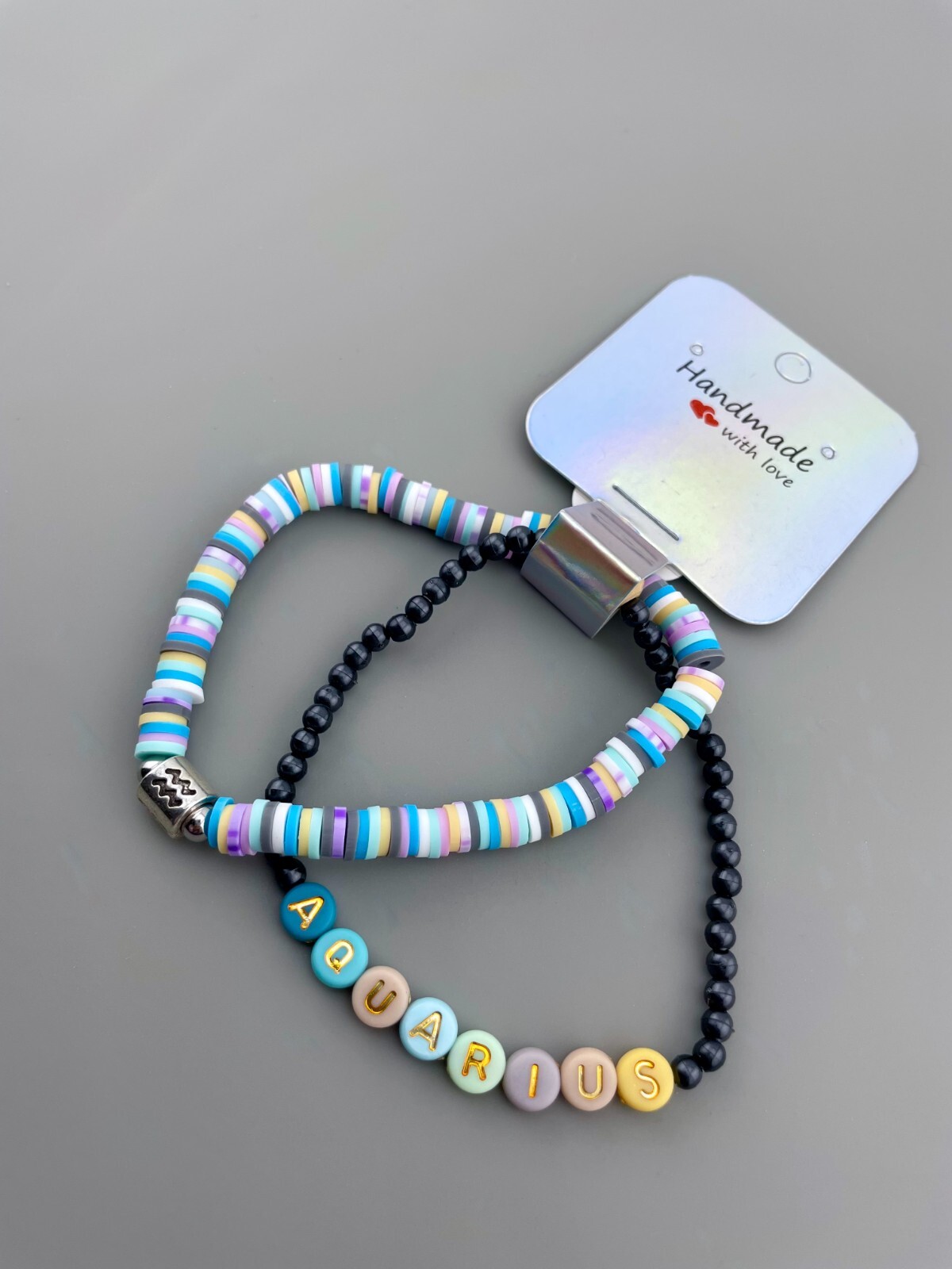 Aquarius Zodiac Bracelet NWT Zodiac Horoscope Charm Bracelet with Heishi