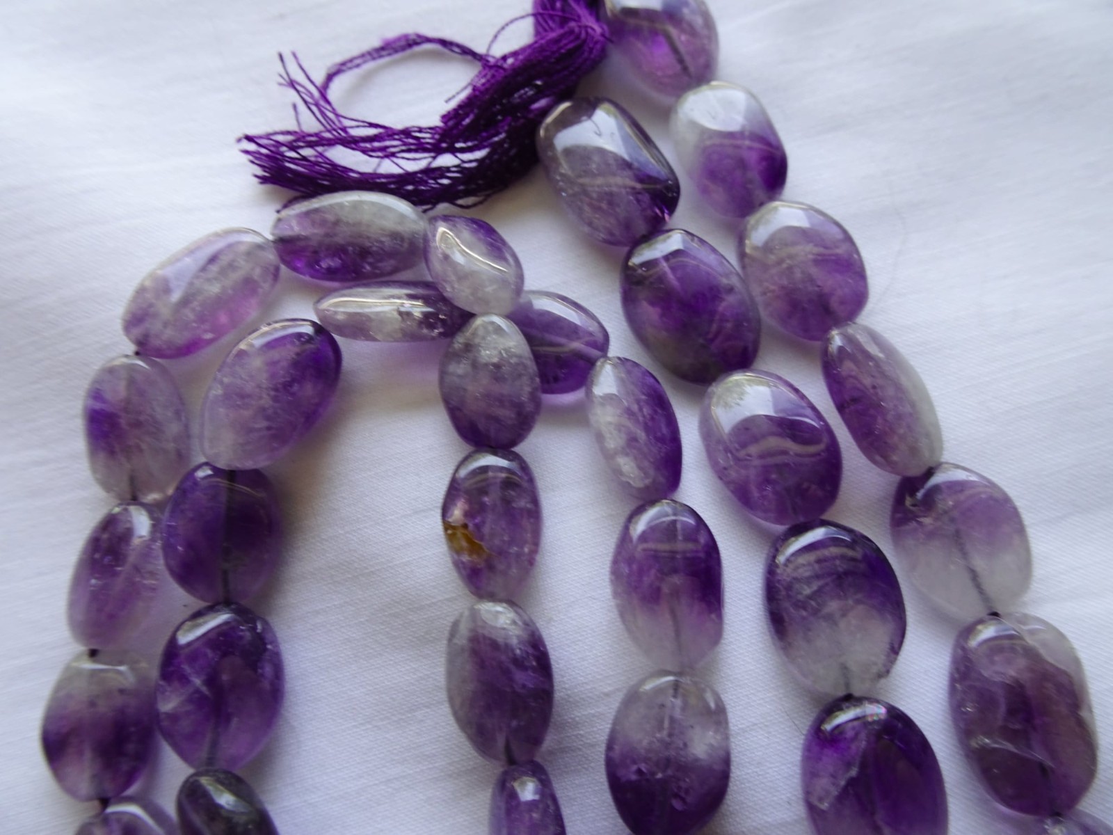 13″ Strand Natural Amethyst 10-14mm L Smooth Puffy Oval Stone Beads A533 DNG