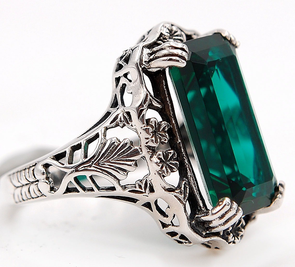 12CT Heat Treated Tourmaline 925 Sterling Silver Edwardian Ring Sz 6,8,9 US8