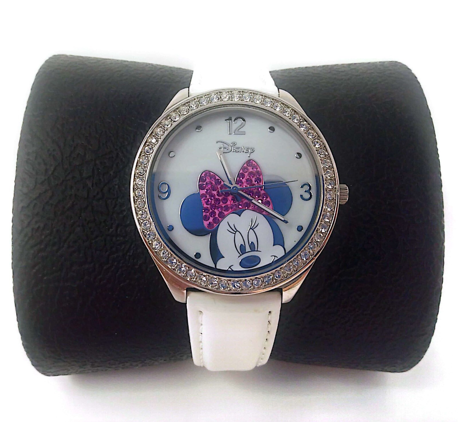 Disney Sparkle Minnie Mouse Ladies White Strap Watch Pink Bow SR626SW