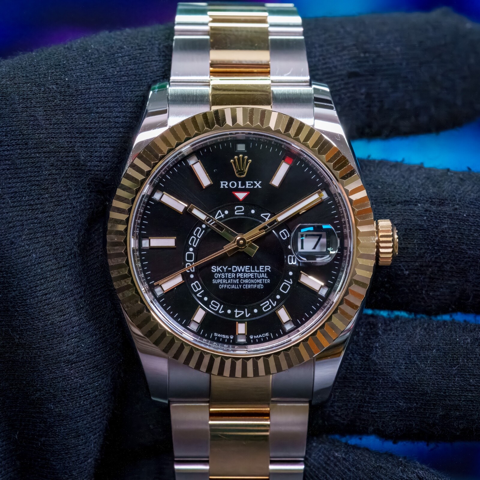 2024 Rolex Sky-Dweller Black Dial Two Tone Yellow Gold Oyster Full Set – 336933