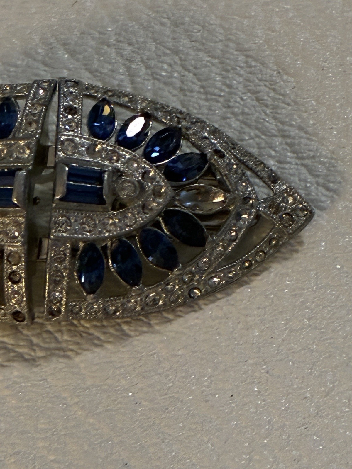 Vintage CORO DUETTE BROOCH DRESS CLIPS Blue/Clear Rhinestones