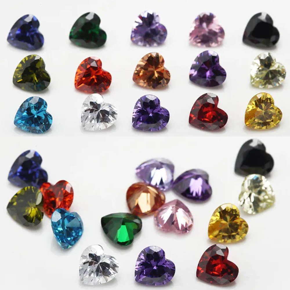 3x3mm~10x10mm Heart Shape Loose Cubic Zirconia Stone 5A CZ Gemstones for Jewelry