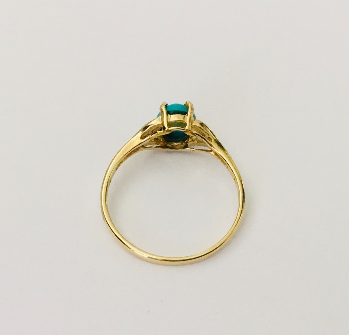 Dainty Natural Turquoise Gemstone & Diamonds In Solid 14K Gold Rings NEW