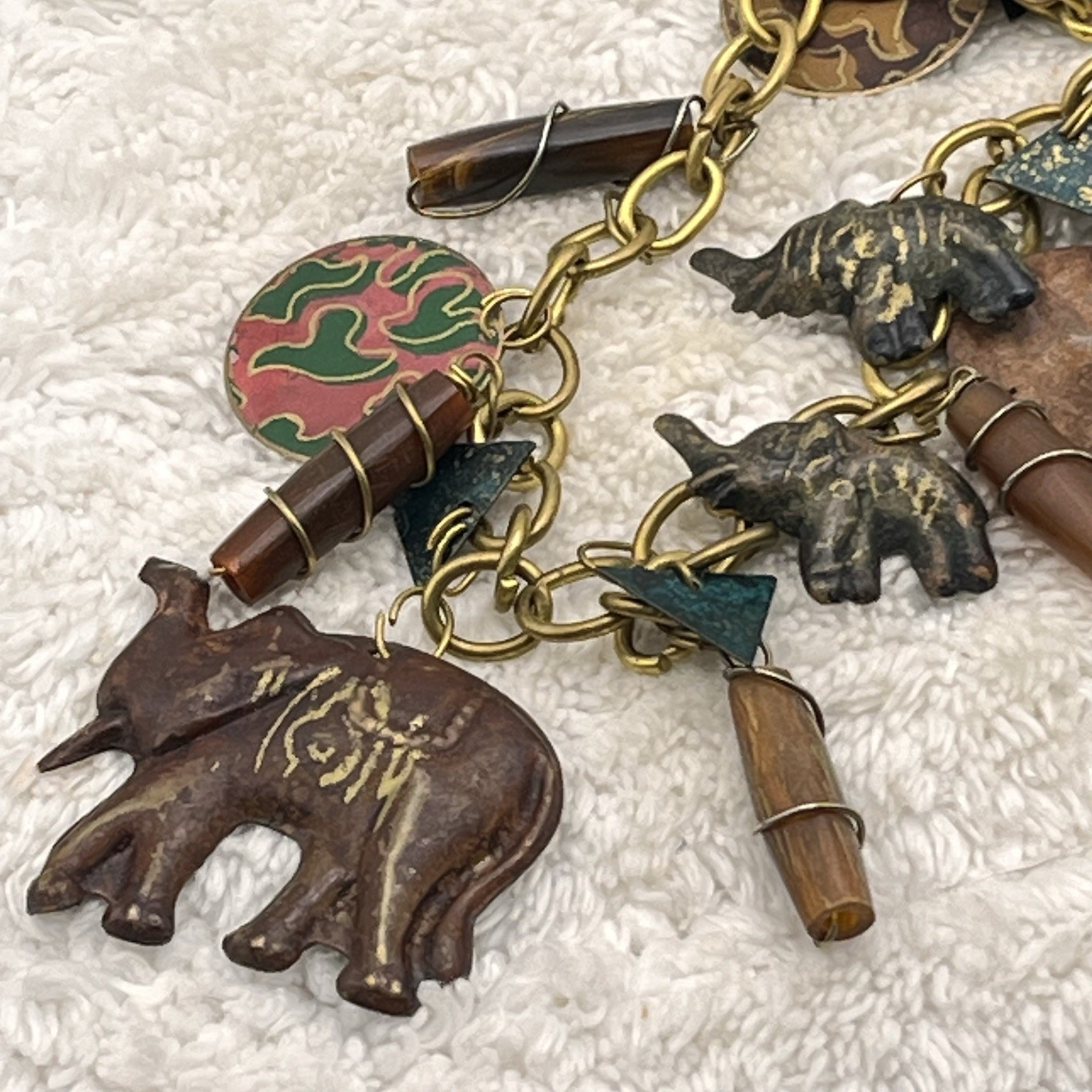 Fetish Charm Necklace Elephant Ethnic Boho 28″