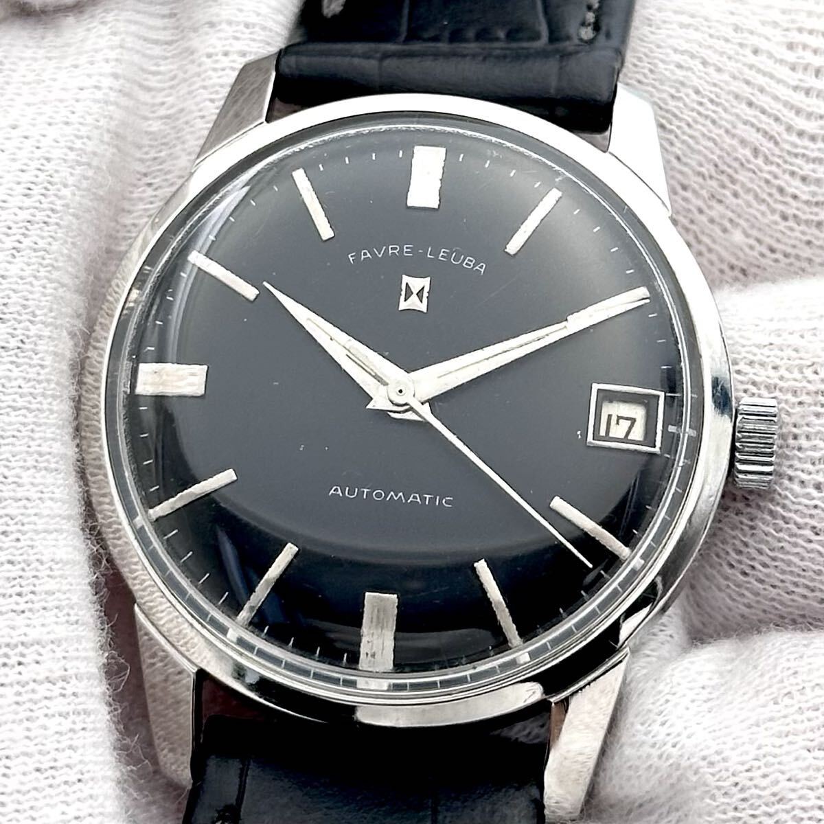 Favre-Leuba 21 Jewels Automatic Vintage Men’s Watch Black Dial Swiss Made