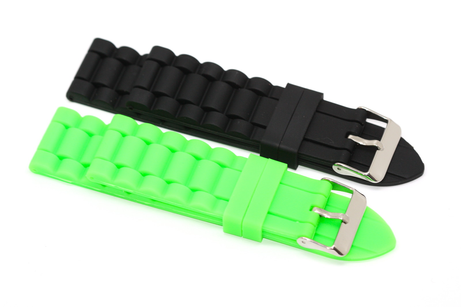 2 PCS 24MM BLACK GREEN RUBBER WATERPROOF WATCH BAND STRAP FITS FOSSIL NATE