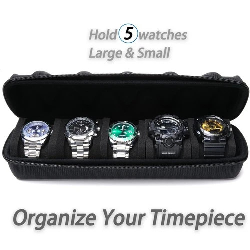 Travel Watch Case 5 Slot Roll Organizer Hard Shell Storage Box Display Pouch Bag