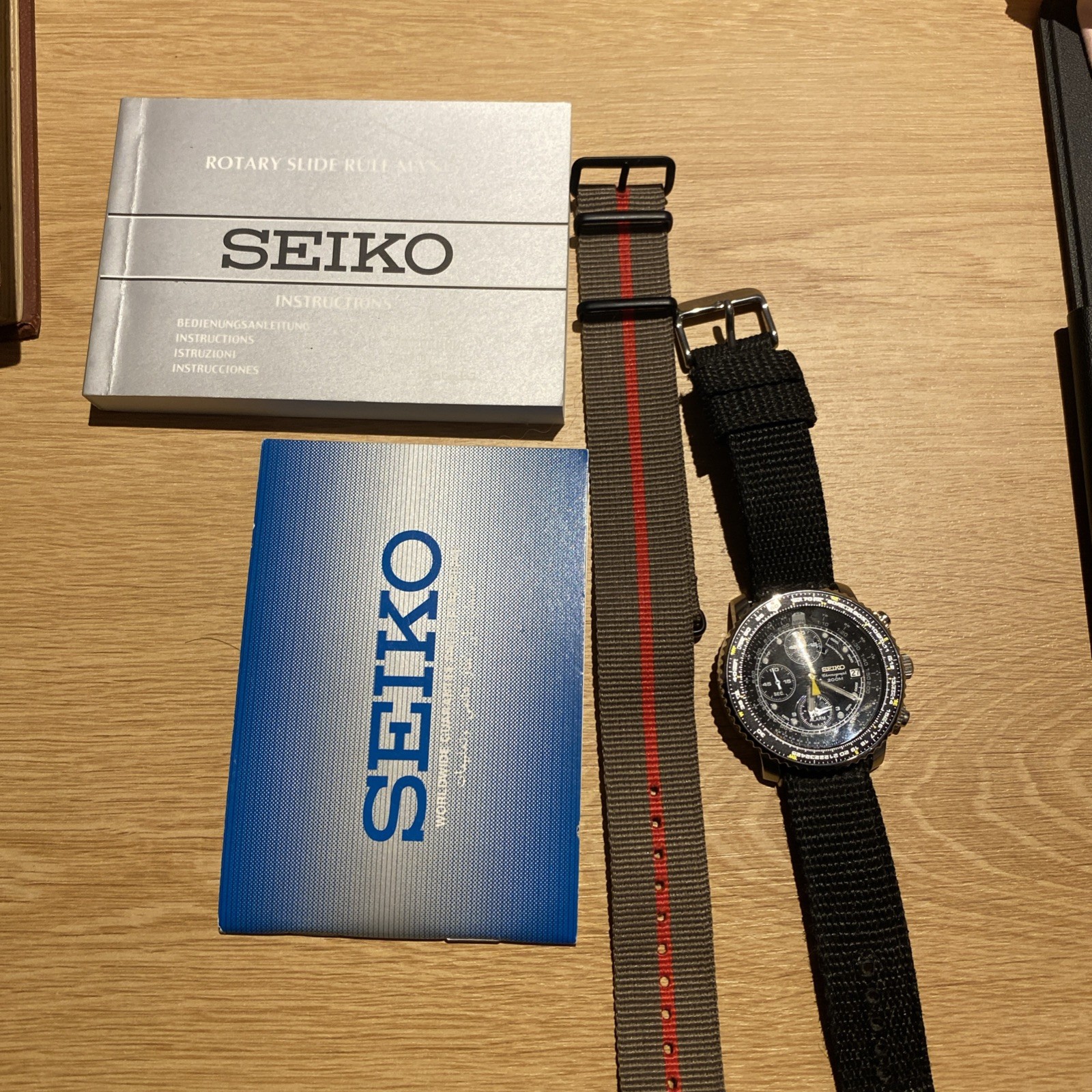 Seiko Flightmaster Pilot SNA411P1 Chronograph Black Quartz 7T62 Watch