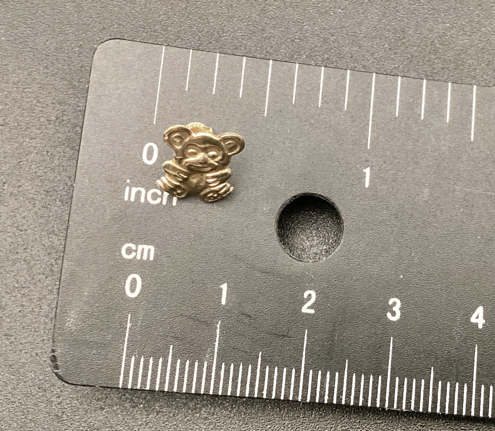 Real Stamped 10 KT Yellow Gold Hollow Gummy Bear Children Studs