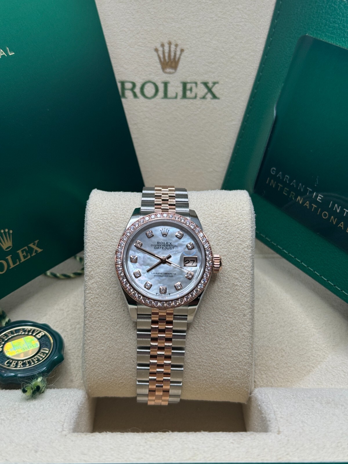 Rolex Lady-Datejust NEW 2023 Mother of Pearl Diamond Dial Diamond Bezel Two Tone