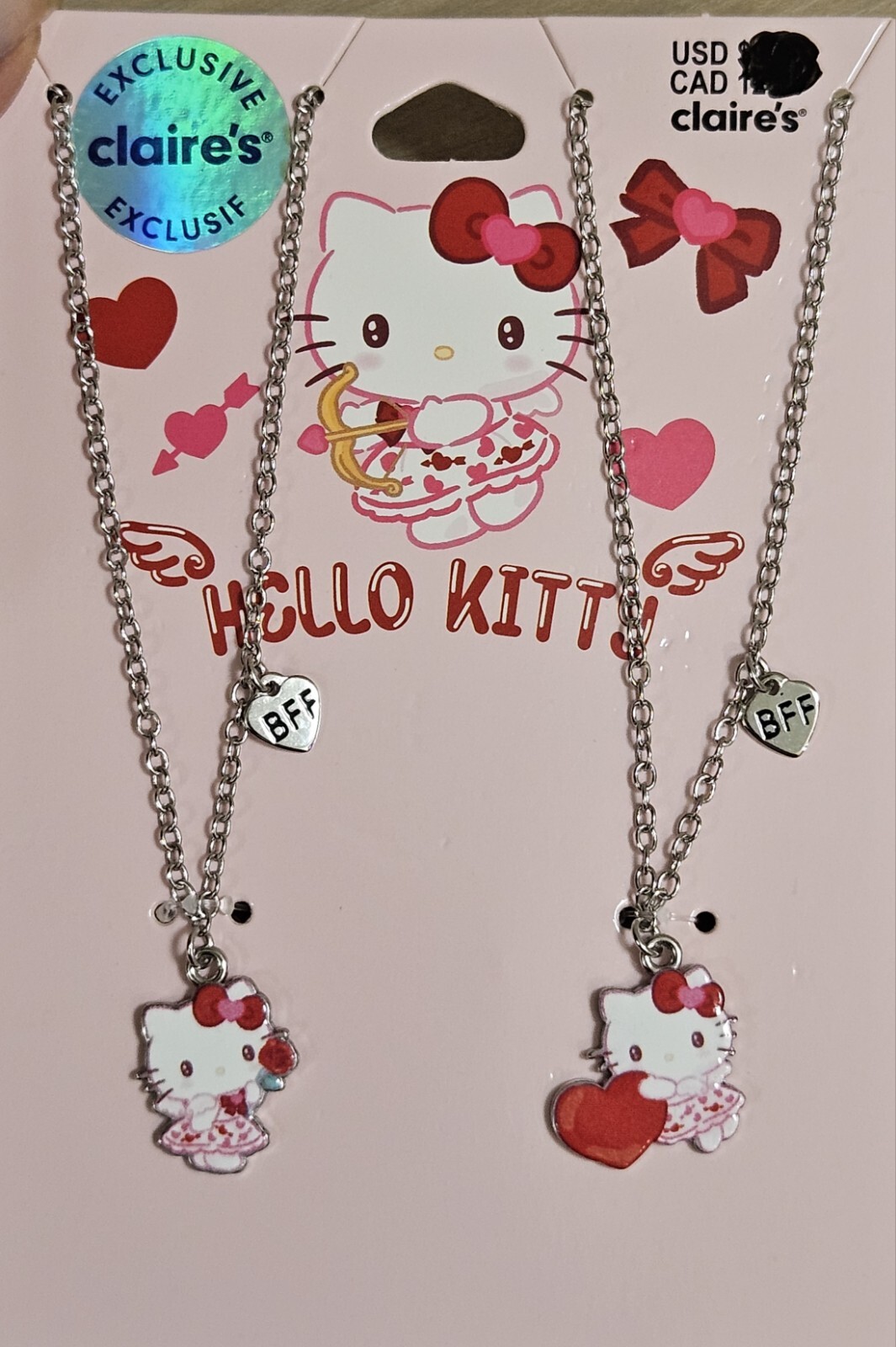 2 PC CLAIRE’S HELLO KITTY SANRIO BEST FRIENDS BF VALENTINE’S DAY NECKLACES