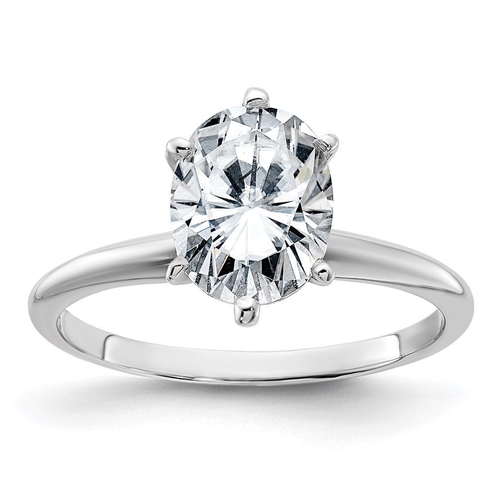 14k White Gold 2ct. Oval Cut Moissanite Solitaire Engagement Ring Size 6