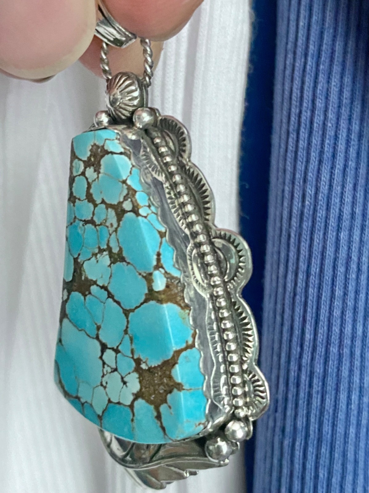 BRAND NEW Appaloosa Turquoise Stamped Floral Pendant 925 Silver