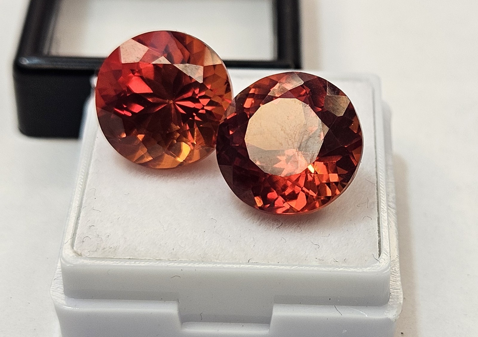 Pair Natural Round Cut Padparadscha Sapphire 21-23Ct Gemstone For Earring Making