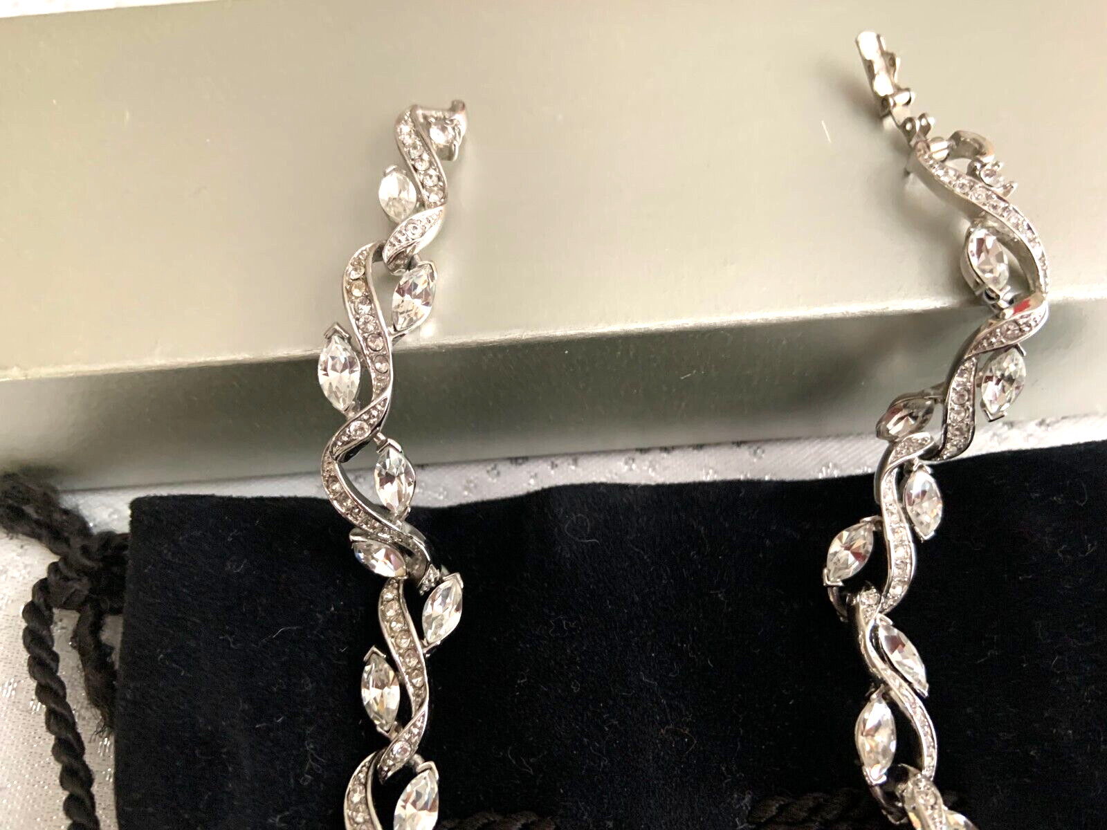 18k white gold plated Swarovski crystal necklace party wedding 15 ” luxury
