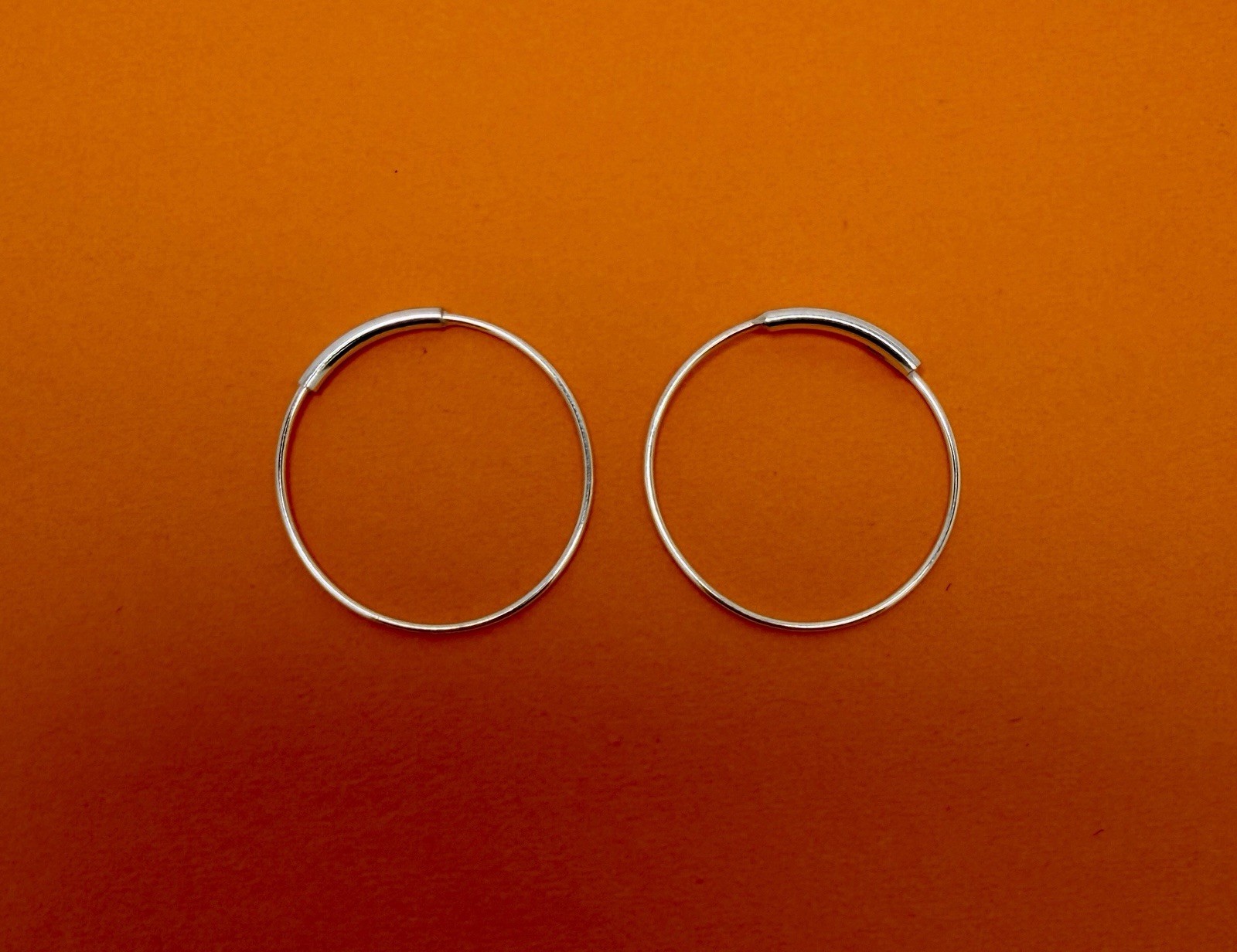 0.9” Light 24mm X 0.8mm Thin Sterling Silver 925 Endless Hoop Earrings Earring