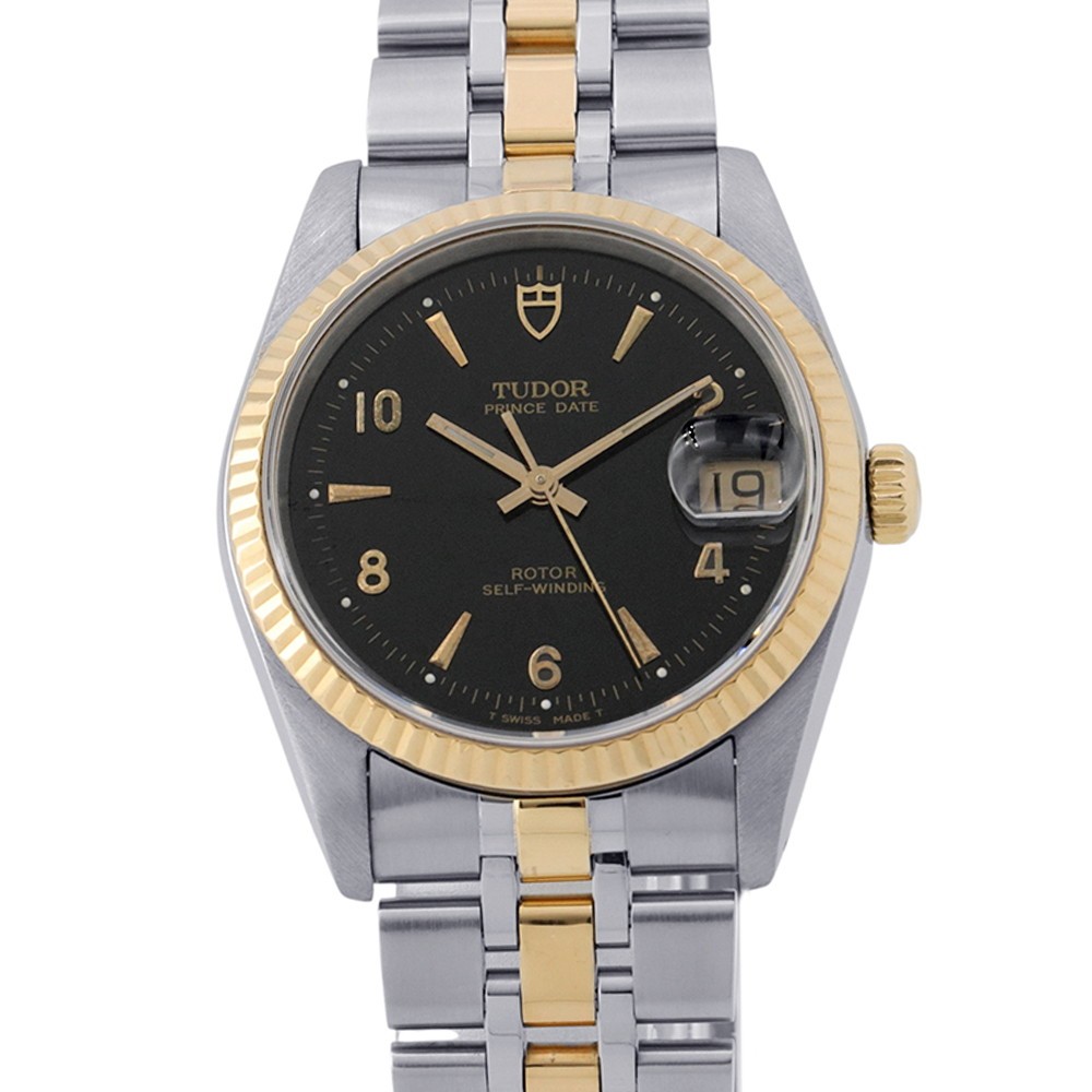 TUDOR Prince Date 34mm Steel 18K Yellow Gold Black Dial 74033
