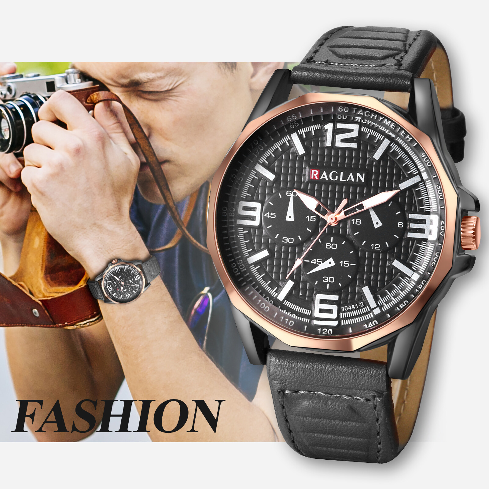 Casual Business Mens Easy Reader Big Dial Leather Band Quartz Analog Wrist Watch