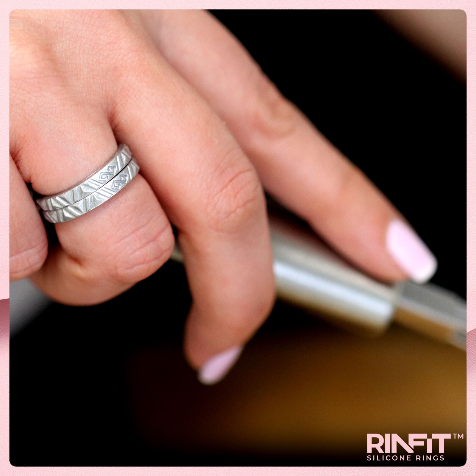 RINFIT Silicone Wedding Rings for Women. Stackable 3 Rubber Rings Set